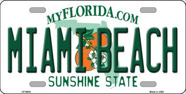 LP-6004 Miami Beach Florida Novelty Metal License Plate