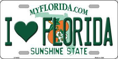 LP-6032 I Love Florida Novelty Metal License Plate