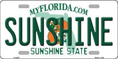 LP-6033 Sunshine Florida Novelty Metal License Plate
