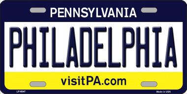 Philadelphia Pennsylvania State Background Novelty Metal License Plate