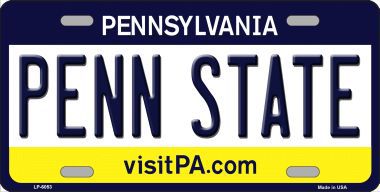 Penn State Pennsylvania State Background Novelty Metal License Plate