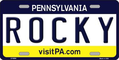 LP-6084 Rocky Pennsylvania State Background Novelty Metal License Plate