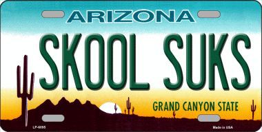 LP-6095 Arizona Skool Suks Novelty Metal License Plate