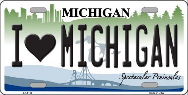 LP-6119 I Love Michigan Metal Novelty License Plate