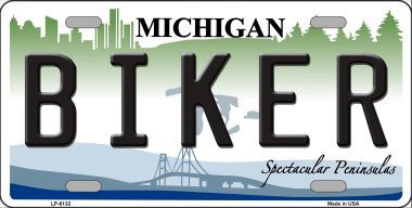 LP-6132 Biker Michigan Metal Novelty License Plate