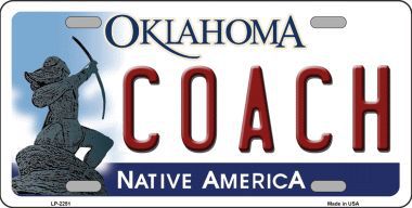 Coach Oklahoma Novelty Metal License Plate