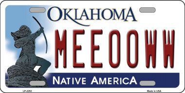 LP-6252 Meeooww Oklahoma Novelty Metal License Plate