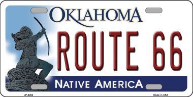 Route 66 Oklahoma Novelty Metal License Plate