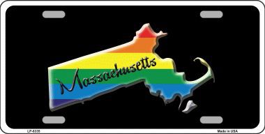 LP-6335 Massachusetts Rainbow Metal Novelty License Plate
