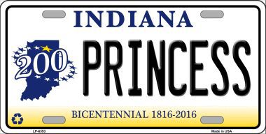 Princess Indiana Novelty Metal License Plate