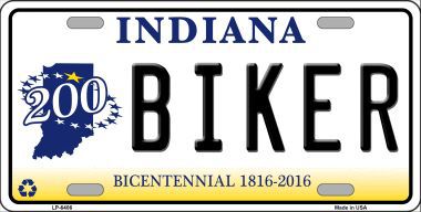 LP-6406 Biker Indiana Novelty Metal License Plate