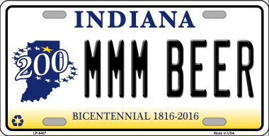 MMM Beer Indiana Novelty Metal License Plate