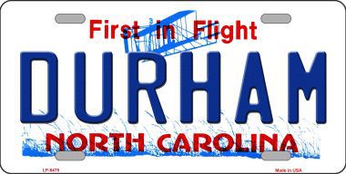 LP-6475 Durham North Carolina Novelty Metal License Plate