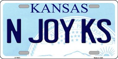 LP-6621 N Joy Kansas Novelty Metal License Plate