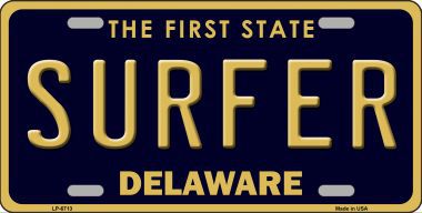 LP-6713 Surfer Delaware Novelty Metal License Plate