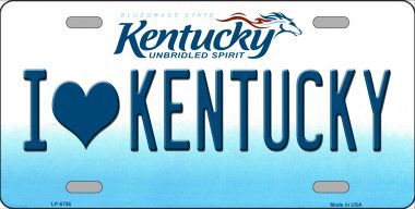 I Love Kentucky Novelty Metal License Plate