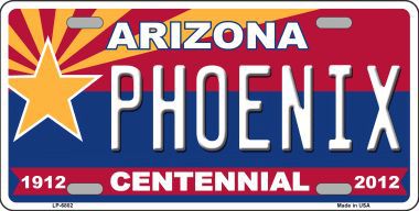 LP-6802 Arizona Centennial Phoenix Novelty Metal License Plate