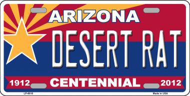 Arizona Centennial Desert Rat Novelty Metal License Plate