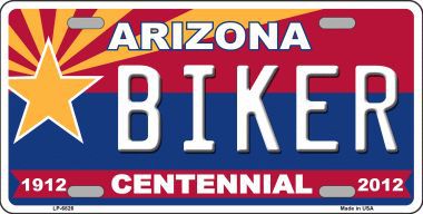 LP-6826 Arizona Centennial Biker Novelty Metal License Plate