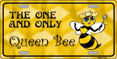 LP-6873 Queen Bee Yellow Metal Novelty License Plate