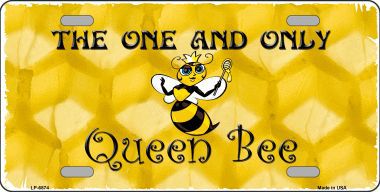 LP-6874 Queen Bee Honey Comb Metal Novelty License Plate