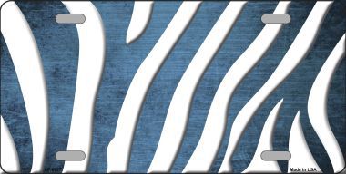LP-6927 Light Blue White Zebra Oil Rubbed Metal Novelty License Plate