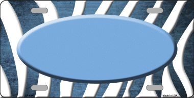LP-6942 Light Blue White Zebra Oval Oil Rubbed Metal Novelty License Plate