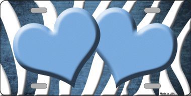 LP-6957 Light Blue White Zebra Hearts Oil Rubbed Metal Novelty License Plate
