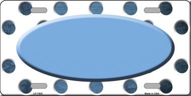 LP-7005 Light Blue White Dots Oval Oil Rubbed Metal Novelty License Plate