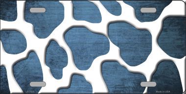 LP-7018 Light Blue White Giraffe Print Oil Rubbed Metal Novelty License Plate