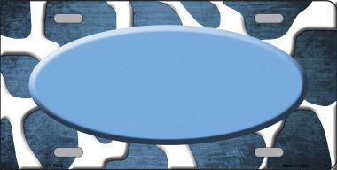 LP-7033 Light Blue White Oval Giraffe Print Oil Rubbed Metal Novelty License Plate