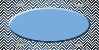 LP-7178 Light Blue White Small Chevron Oval Print Oil Rubbed Metal Novelty License Plate