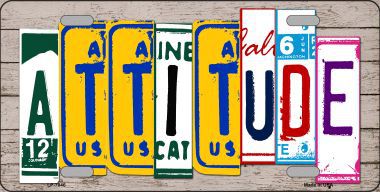 Attitude License Plate Art Wood Pattern Metal Novelty License Plate