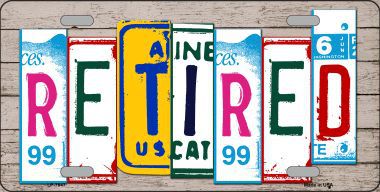 Retired License Plate Art Wood Pattern Metal Novelty License Plate