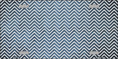 LP-7154 Light Blue White Small Chevron Print Oil Rubbed Metal Novelty License Plate