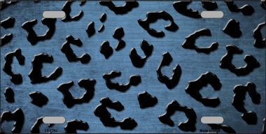 LP-7342 Light Blue Black Cheetah Print Oil Rubbed Metal Novelty License Plate