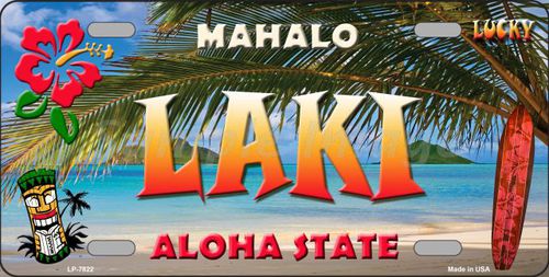LP-7822 Laki Hawaii State Background Novelty Metal License Plate