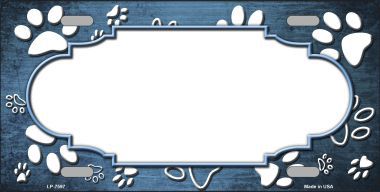 LP-7597 Paw Print Scallop Light Blue White Metal Novelty License Plate