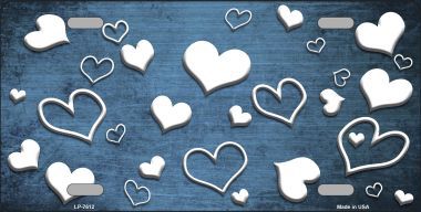 LP-7612 Light Blue White Love Print Oil Rubbed Metal Novelty License Plate