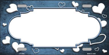 LP-7642 Light Blue White Love Print Scallop Oil Rubbed Metal Novelty License Plate