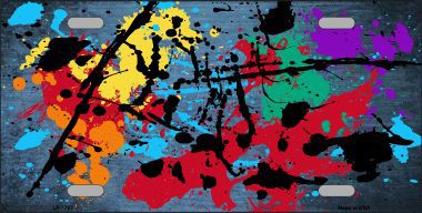 LP-7793 Light Blue Splatter Oil Rubbed Metal Novelty License Plate