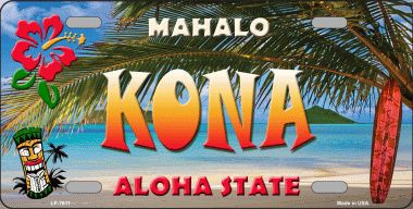 LP-7811 Kona Hawaii State Background Novelty Metal License Plate -  Smart Blonde