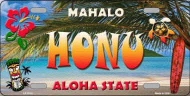 LP-7813 Honu Hawaii State Background Novelty Metal License Plate