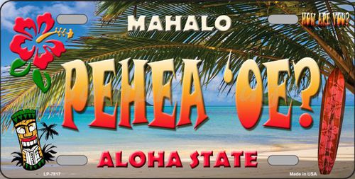 LP-7817 Pehea oe Hawaii State Background Novelty Metal License Plate