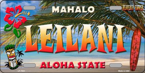 LP-7823 Leilani Hawaii State Background Novelty Metal License Plate