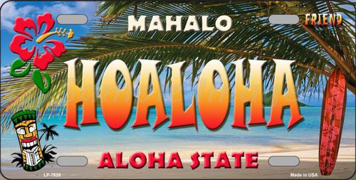 LP-7828 Hoaloha Hawaii State Background Novelty Metal License Plate
