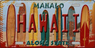 LP-7831 Hawaii Surfboards State Background Novelty Metal License Plate
