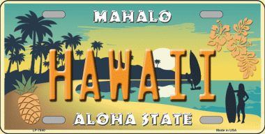 LP-7840 Hawaii Pineapple Background Novelty Metal License Plate