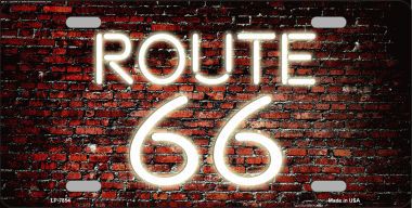 LP-7854 Route 66 Neon Brick Background Metal Novelty License Plate