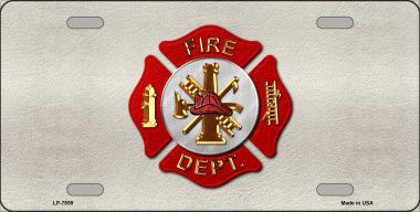 Fire Department Metal Novelty License Plate